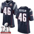 Mens Nike New England Patriots #46 James Develin Elite Navy Blue Team Color Super Bowl LI 51 NFL Jersey