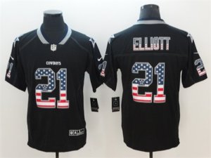 Nike Cowboys #21 Ezekiel Elliott Black USA Flag Fashion Color Rush Limited Jersey