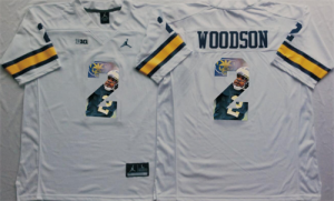 Michigan Wolverines 2 Charles Woodson White Portrait Number College Jersey