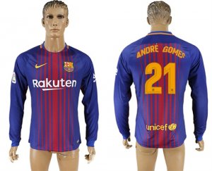 2017-18 Barcelona 21 ANDRE GOMES Home Long Sleeve Thailand Soccer Jersey