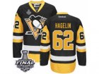Mens Reebok Pittsburgh Penguins #62 Carl Hagelin Premier Black Gold Third 2017 Stanley Cup Final NHL Jersey