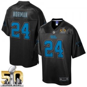 Nike Carolina Panthers #24 Josh Norman Black Super Bowl 50 Men NFL Pro Line Black Reverse Fashion Game Jersey