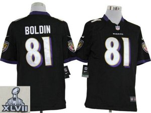 2013 Super Bowl XLVII NEW Baltimore Ravens 81 Anquan Boldin Black Jerseys (Game)