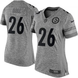Women Nike Steelers #26 Le\'Veon Bell Gray Stitched NFL Limited Gridiron Gray Jersey