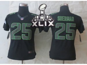 2015 Super Bowl XLIX Nike Women Seattle Seahawks #25 Sherman Black Jerseys(Impact Limited)