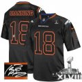 Nike Denver Broncos #18 Peyton Manning Lights Out Black Super Bowl XLVIII NFL Elite Autographed Jersey