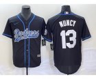 Men's Los Angeles Dodgers #13 Max Muncy Black Cool Base Stitched Baseball Jersey1