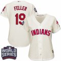 Womens Majestic Cleveland Indians #19 Bob Feller Authentic Cream Alternate 2 2016 World Series Bound Cool Base MLB Jersey