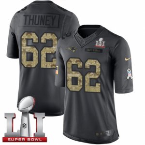 Mens Nike New England Patriots #62 Joe Thuney Limited Black 2016 Salute to Service Super Bowl LI 51 NFL Jersey