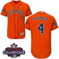 Astros #4 George Springer Orange Flexbase Authentic Collection 2017 World Series Champions Stitched MLB Jersey