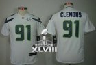Nike Seattle Seahawks #91 Chris Clemons White Super Bowl XLVIII Youth NFL Jersey