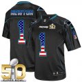 Nike Carolina Panthers #1 Cam Newton Black Super Bowl 50 Men Stitched NFL Elite USA Flag Fashion Jersey
