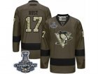 Mens Reebok Pittsburgh Penguins #17 Bryan Rust Premier Green Salute to Service 2017 Stanley Cup Champions NHL Jersey