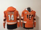 Cincinnati Bengals #14 Andy Dalton Orange All Stitched Hooded Sweatshirt