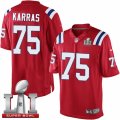Youth Nike New England Patriots #75 Ted Karras Elite Red Alternate Super Bowl LI 51 NFL Jersey