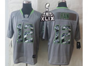 2015 Super Bowl XLIX Nike Seattle Seahawks #12 Fan Grey Jerseys(Lights Out Stitched Elite)