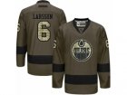 Mens Reebok Edmonton Oilers #6 Adam Larsson Authentic Green Salute to Service NHL Jersey