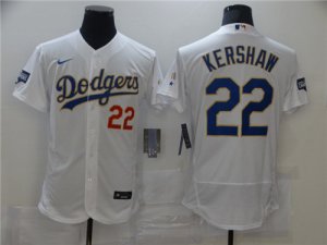 Dodgers #22 Clayton Kershaw White Nike 2021 Gold Program Flexbase Jersey