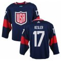Men Adidas Team USA #17 Ryan Kesler Navy Blue Away 2016 World Cup Ice Hockey Jersey
