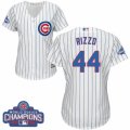 Womens Majestic Chicago Cubs #44 Anthony Rizzo Authentic White Home 2016 World Series Champions Cool Base MLB Jersey
