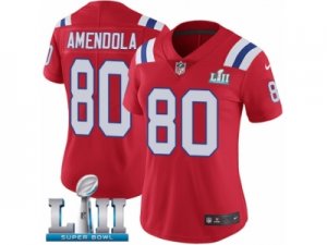Women Nike New England Patriots #80 Danny Amendola Red Alternate Vapor Untouchable Limited Player Super Bowl LII NFL Jersey