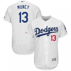 Dodgers #13 Max Muncy White 150th Patch Flexbase Jersey