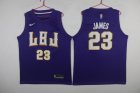 Lakers #23 Lebron James LBJ Purple Nike Swingman Jersey