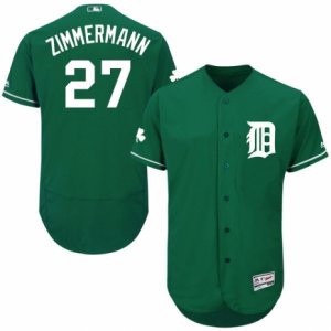 Men\'s Majestic Detroit Tigers #27 Jordan Zimmermann Green Celtic Flexbase Authentic Collection MLB Jersey