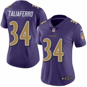 Women\'s Nike Baltimore Ravens #34 Lorenzo Taliaferro Limited Purple Rush NFL Jersey