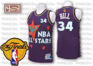 Men\'s Adidas Cleveland Cavaliers #34 Tyrone Hill Authentic Purple 1995 All Star Throwback 2016 The Finals Patch NBA Jersey
