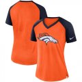 Denver Broncos Nike Womens Top V Neck T-Shirt Orange Navy