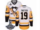 Mens Reebok Pittsburgh Penguins #19 Bryan Trottier Premier White Away 2017 Stanley Cup Champions NHL Jersey