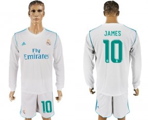 2017-18 Real Madrid 10 JAMES Home Long Sleeve Soccer Jersey