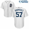Men's Majestic Detroit Tigers #57 Francisco Rodriguez Replica White Home Cool Base MLB Jersey