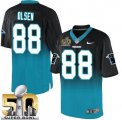 Nike Carolina Panthers #88 Greg Olsen BlackBlue Super Bowl 50 Men Stitched NFL Elite Fadeaway Fashion Jersey