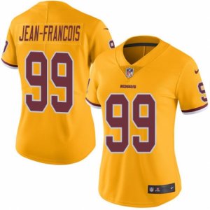 Women\'s Nike Washington Redskins #99 Ricky Jean-Francois Limited Gold Rush NFL Jersey