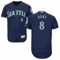 Mens Majestic Seattle Mariners #8 Norichika Aoki Navy Blue Flexbase Authentic Collection MLB Jersey