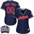Womens Majestic Cleveland Indians Customized Authentic Navy Blue Alternate 1 2016 World Series Bound Cool Base MLB Jersey