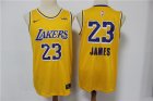 Lakers #23 Lebron James Yellow Nike Swingman Jersey