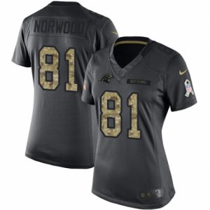 Womens Nike Carolina Panthers #81 Kevin Norwood Limited Black 2016 Salute to Service NFL Jersey