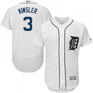 2016 Men Detroit Tigers #3 Ian Kinsler Majestic White Flexbase Authentic Collection Player Jersey