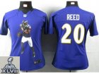 2013 Super Bowl XLVII Women NEW NFL Baltimore Ravens #20 Reed Purple Portrait Fashion Jerseys