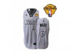 nba miami heat #3 wade white[number silver][2013 finals]