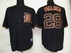 MLB Detroit Tigers #28 Fielder Black Fashion