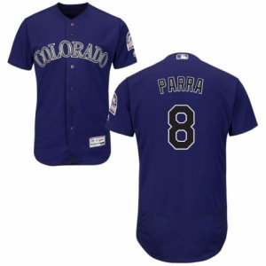 Men\'s Majestic Colorado Rockies #8 Gerardo Parra Purple Flexbase Authentic Collection MLB Jersey
