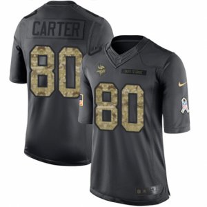 Mens Nike Minnesota Vikings #80 Cris Carter Limited Black 2016 Salute to Service NFL Jersey