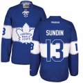 Mens Reebok Toronto Maple Leafs #13 Mats Sundin Authentic Royal Blue 2017 Centennial Classic NHL Jersey