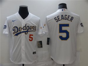 Dodgers #5 Corey Seager White Nike 2021 Gold Program Cool Base Jersey
