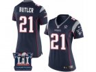 Womens Nike New England Patriots #21 Malcolm Butler Navy Blue Team Color Super Bowl LI Champions NFL Jersey