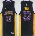 Lakers #23 Lebron James Black Nike Swingman Jersey